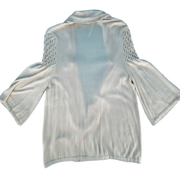 Kenar Open Front Shawl Collar Cardigan Sweater Size Large Cream Quilted Shoulder - Picture 7 of 13